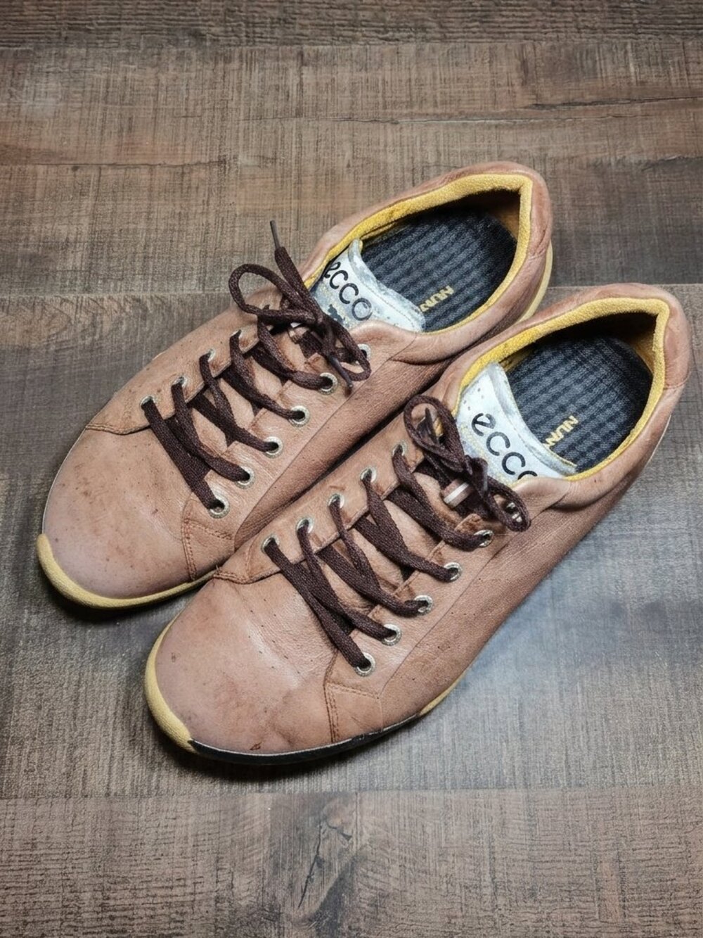 Ecco Biom Natural Motion Hydromax Spikeless Brown Leather Mens Size 42 US 9